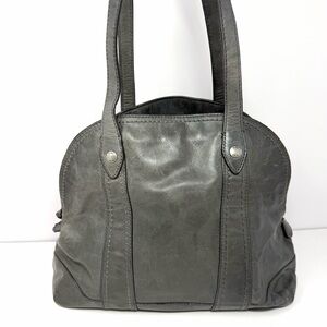 Frye Women’s Melissa Domed Satchel Zipper Tote Bag Carbon Grey Leather Purse GUC